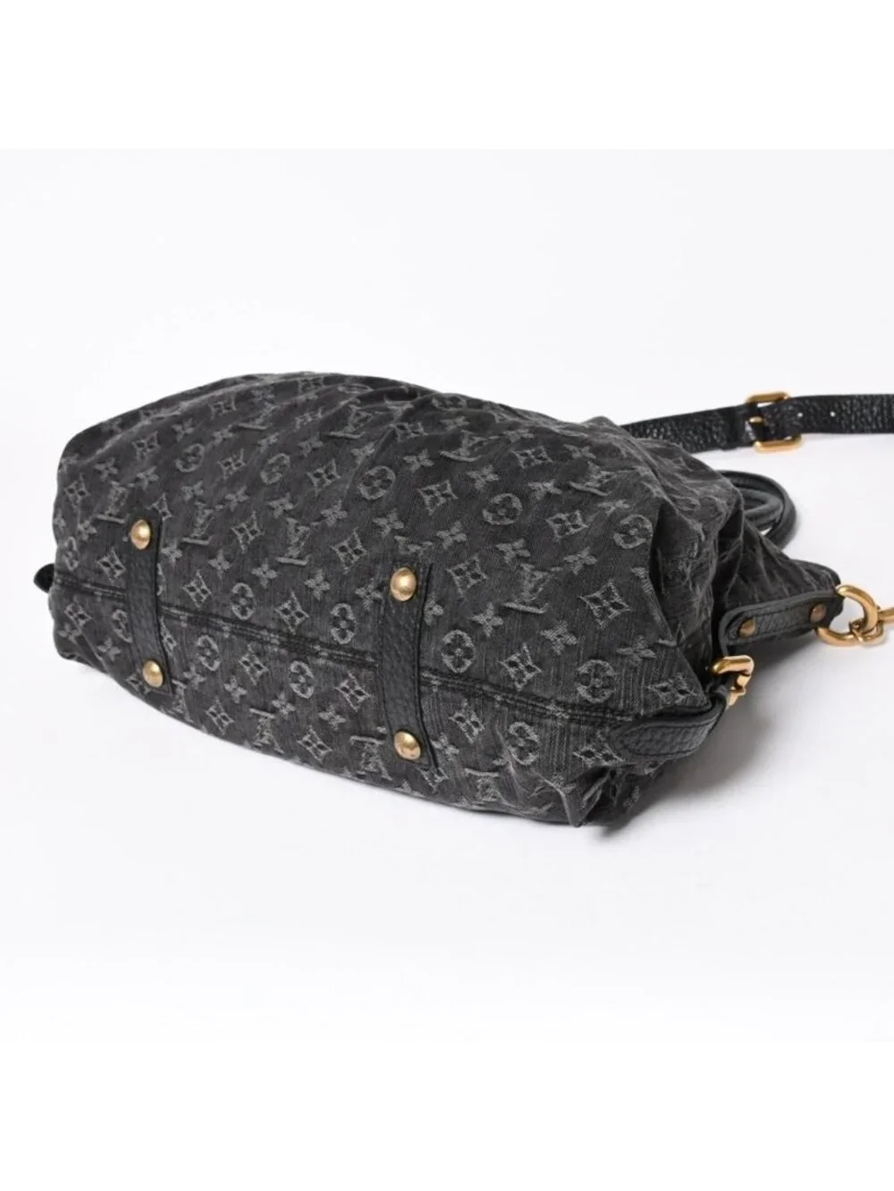 Louis Vuitton Handbag Monogram Denim Neo Cabby GM Black Leather 2-Way